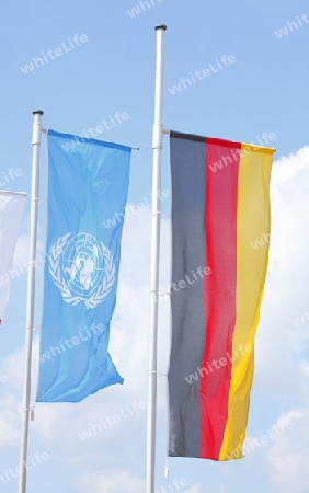 Deutschland und Uno- Flagge,  Deutschland, Europa 