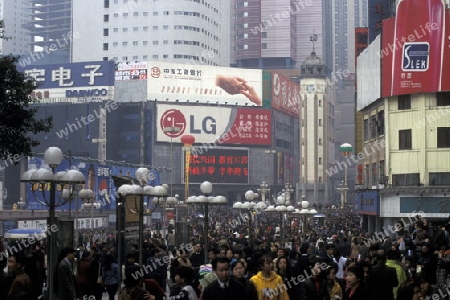 People at the main square in the city of Chongqing in the province of Sichuan in china in east asia. 