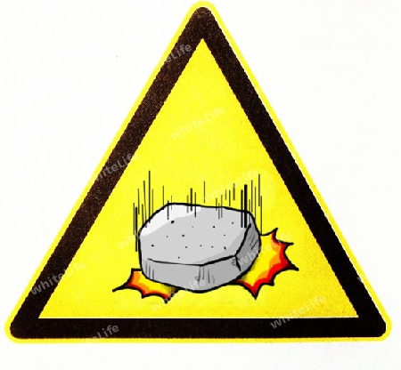 Gelbes Dreieck mit Symbol "Steinschlag"
