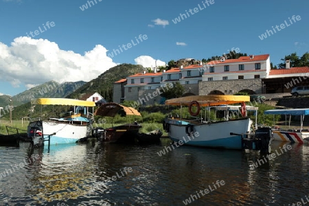 Die Landschaft in Virpazar am Skadar See suedwestlich der Hauptstadt Podgorica in Montenegro im Balkan in Osteuropa.  