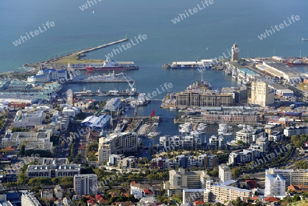 Victoria und Alfred Waterfront, touristisches Zentrum von Kapstadt, gesehen vom Signal Hill, Kapstadt, West Kap, Western Cape, S?dafrika, Afrika