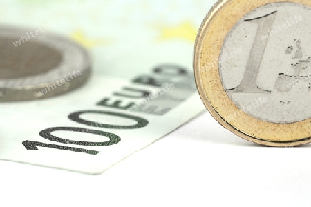 Ein Euro Muenze, Banknote, 100 Euro