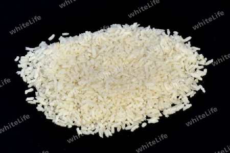 White Rice On Black Background