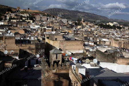 The Medina of old City in the historical Town of Fes in Morocco in north Africa.