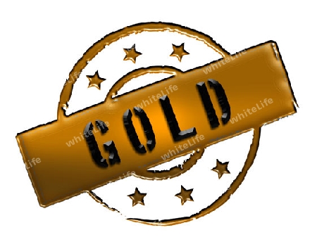 Sign, symbol, stamp or icon for your presentation, for websites and many more named Gold