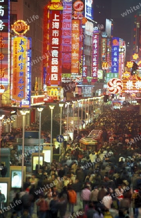 the Nanjing Dong Lu road in the City of Shanghai in china in east asia. 