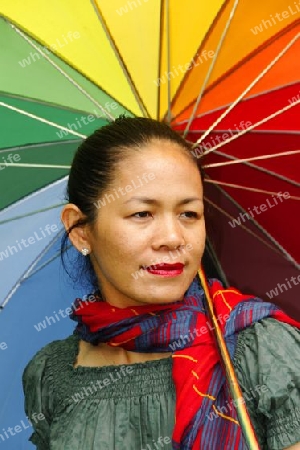 natural woman from asia with umbrella