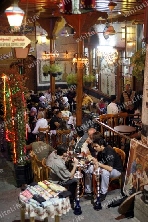  Ein traditionelles Cafe im Souq und Altstadt von Damaskus in der Hauptstadt von Syrien. 