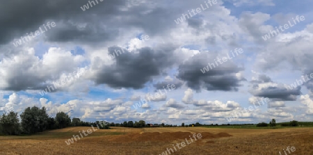 Beautiful high resolution panorama of a landscape with fields and green grass found in Denmark and Germany