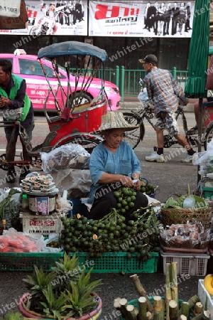 Fruechte auf dem Markt von Nonthaburi im Norden von Bangkok der Hauptstadt von Thailand in Suedostasien.  