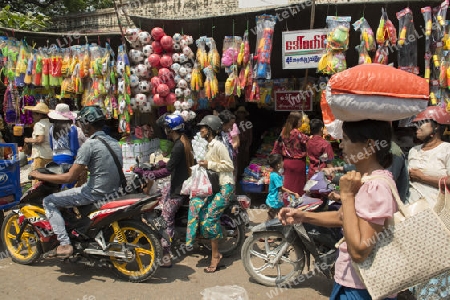 a shop at a marketstreet in the City of Mandalay in Myanmar in Southeastasia.
