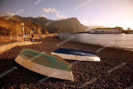 the Beach at the Village of Puerto de las Nieves on the Canary Island of Spain in the Atlantic ocean.