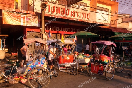 Der Markt am Morgen in der Altstadt von Chiang Rai in der Provinz chiang Rai im Norden von Thailand in Suedostasien.