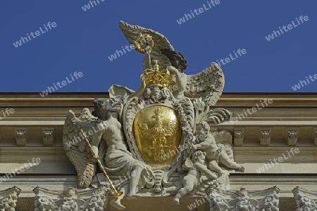 Preu?ischer Adler mit Krone auf dem Dank des wiedererbauten Stadtschlo? in Potsdam, Sitz der Landesregierung von Brandenburg, Deutschland