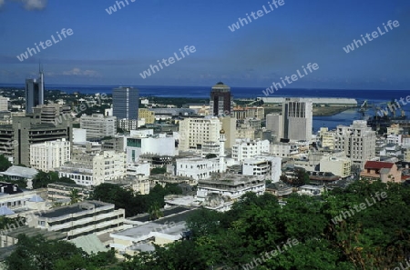 Das Stadtzentrum der Hauptstadt Port Louis an der Westkueste von Mauritius   