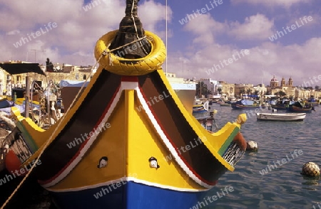 The Fishing Village of Marsaxlokk on the eastcoast of Malta in Europe.