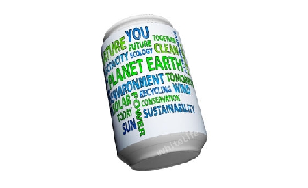 Illustration of a green and blue planet earth as beverage can