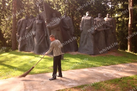 The historic Grutapark with old statues of Lenin and Stalin near the town of Druskininkai in the south of Vilnius and the Baltic State of Lithuania,  