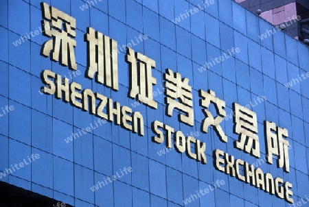 the stock market exchange in the city of Shenzhen north of Hongkong in the province of Guangdong in china in east asia. 