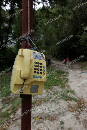 Ein Telefon auf der Insel Ko Tao im Golf von Thailand im Suedwesten von Thailand in Suedostasien.  