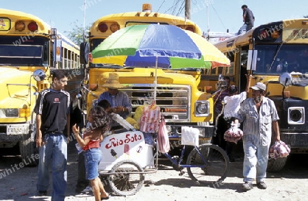 The Bus Terminal of the city of Tela near San Pedro Sula on the caribian sea in Honduras in Central America,