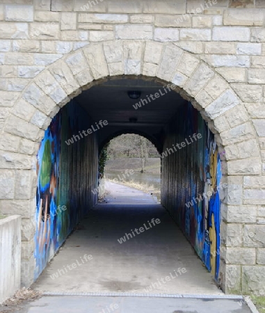 tunnel with colored walls