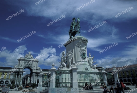 the parca do comercio in the city centre of Lisbon in Portugal in Europe.