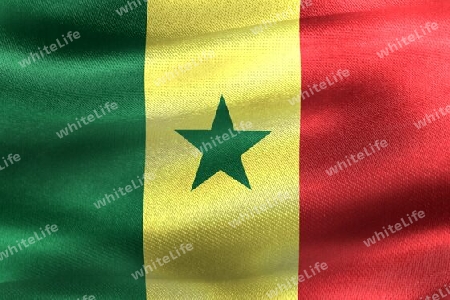 3D-Illustration of a Senegal flag - realistic waving fabric flag.