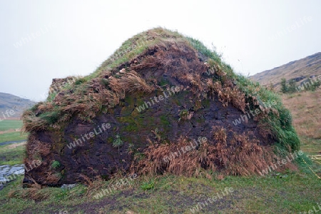 Der Norden Islands, Nachbau des mutma?lichen Hofes von Leifur Eriksson, dem eigentlichen Entdecker Amerikas, im Haukatal 