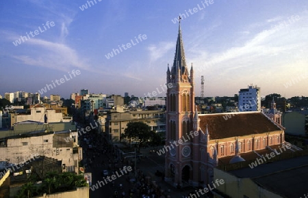 Die Tan Dinh Kirche im Stadtzentrum von Ho Chi Minh City oder Saigon im sueden von Vietnam in Suedostasien.  