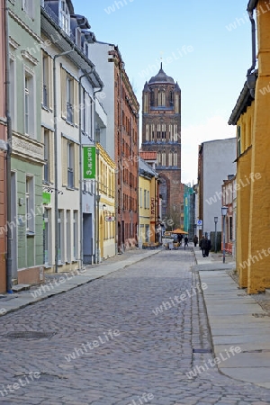 Fussg?ngerzone, Einkaufsstrasse, Altstadt,   Hansestadt Stralsund, Unesco Weltkulturerbe, Mecklenburg Vorpommern, Deutschland, Europa