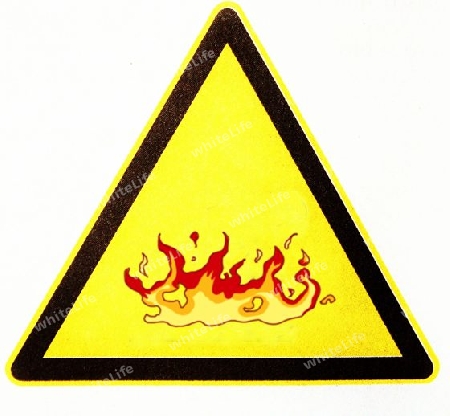 Gelbes Dreieck mit Feuersymbol