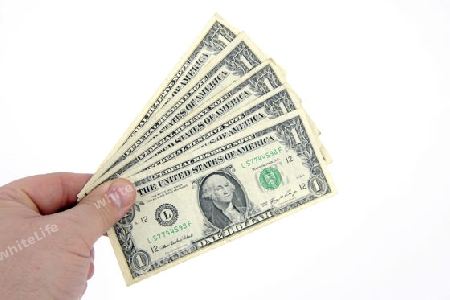Ein Dollar Banknoten, in einer Hand gehalten