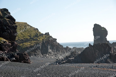 Der Westen Islands, am westlichen Ende der Halbinsel Sn?fellsnes, Lavafeld am schwarzen Strand von Djupalonssandur