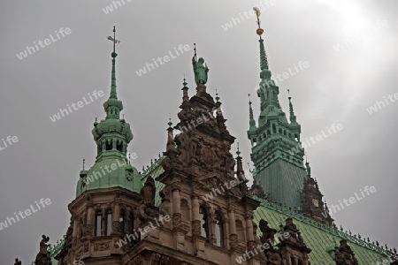 Das Hamburger Rathaus, Tuerme und Dach