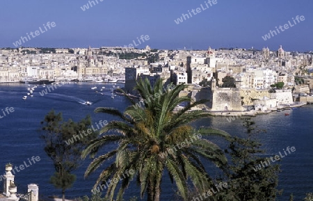 The centre of the Old Town of the city of Valletta on the Island of Malta in the Mediterranean Sea in Europe.
