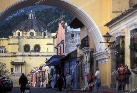 tha arco de santa catalina in the old town in the city of Antigua in Guatemala in central America.   