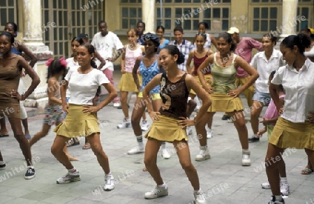 a Salsa Dance school in the city centre in the city of Santiago de Cuba on Cuba in the caribbean sea.