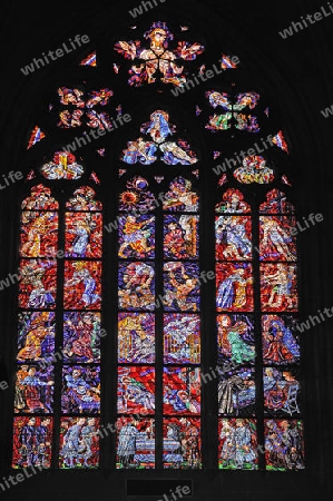 Kirchenfenster, St.-Veits-Dom, Veitsdom, Prager Burg, Burgviertel, Hradschin, Prag, Tschechien, Tschechische Republik, Europa