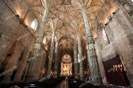 Die Klosterkirche des Jeronimus Kloster  in Belem in Lissabon  in Portugal.
