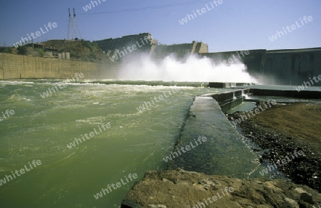 The River Waterpower Dam Project of Sardar Sarovar in the Province Gujarat in India.