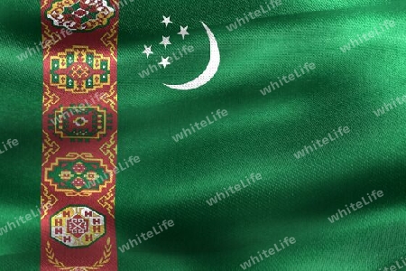 3D-Illustration of a Turkmenistan flag - realistic waving fabric flag.