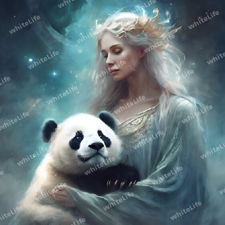 Frau mit panda