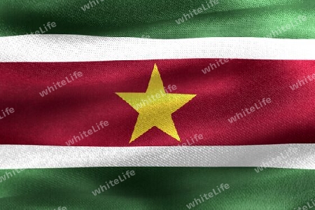 3D-Illustration of a Suriname flag - realistic waving fabric flag.