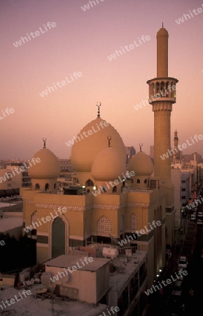 a mosque in the Moschee  an der Ali Ibn Talib road in the old town in the city of Dubai in the Arab Emirates in the Gulf of Arabia.
