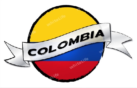 Circle Land COLOMBIA - your country shown as illustrated banner for your presentation or as button...