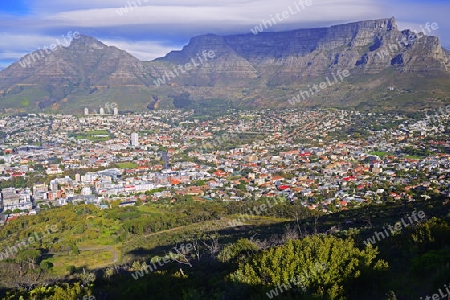 Innenstadt von Kapstadt, gesehen vom Signal Hill in Richtung Tafelberg, Kapstadt, West Kap, Western Cape, S?dafrika, Afrika