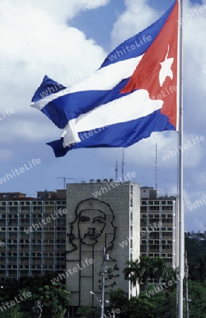 the memorial of che guevara at the Plaza de la Revolicion in the city Havana on Cuba in the caribbean sea.