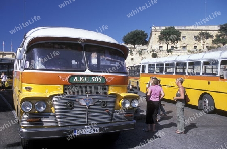 The Bus Terminal in the City of Valletta on Malta in Europe.