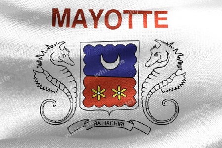 3D-Illustration of a Mayotte flag - realistic waving fabric flag.
